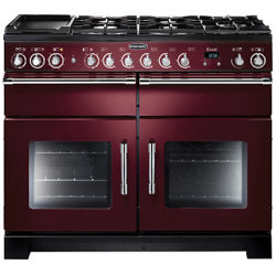 Rangemaster Excel 110 Dual Fuel Range Cooker Cranberry/Chrome Trim
